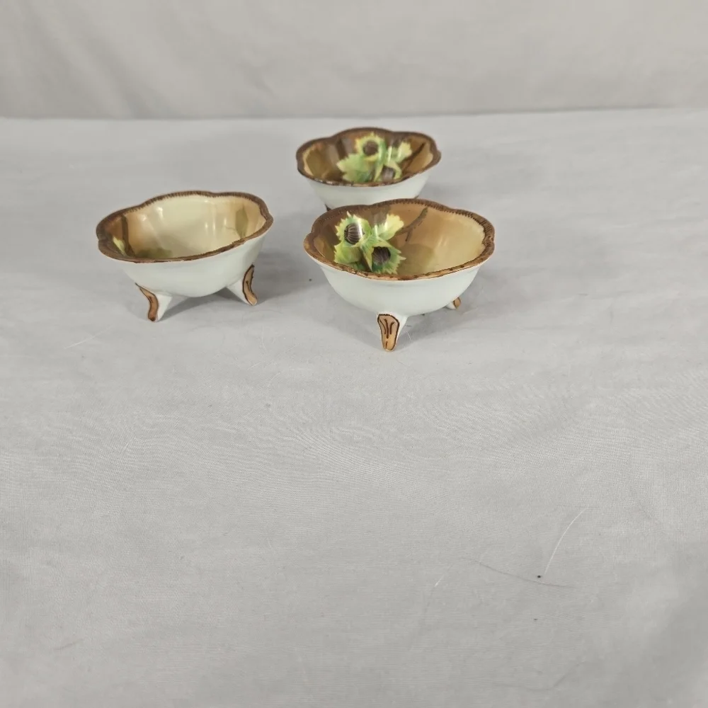 Vintage (3) Nut Bowls Hand Painted Nippon  Japan Perfect for Chestnuts